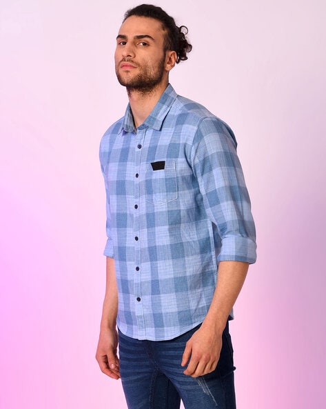 CAMPUS SUTRA Checked Shirt with Patch Pocket-AJIO|7 days returnable