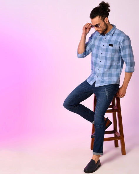 CAMPUS SUTRA Checked Shirt with Patch Pocket-AJIO|7 days returnable