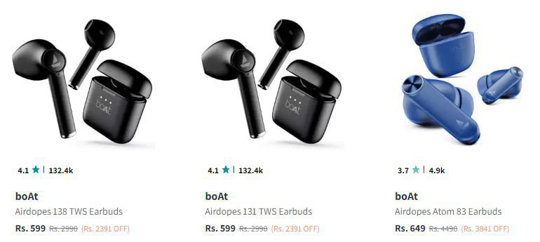 Boat Earbuds From @599.