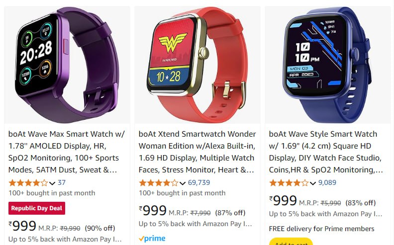 boAt Calling Smartwatch Starts @999