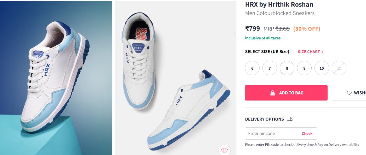 80% Off On HRX Sneakers.