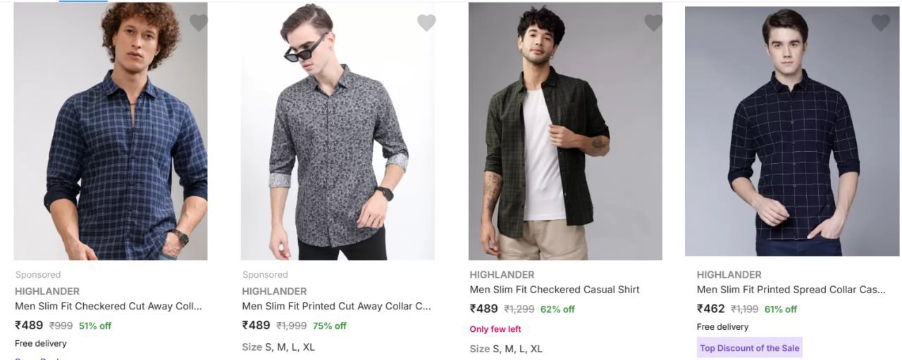 Highlander Casual Shirts Upto 75% Off