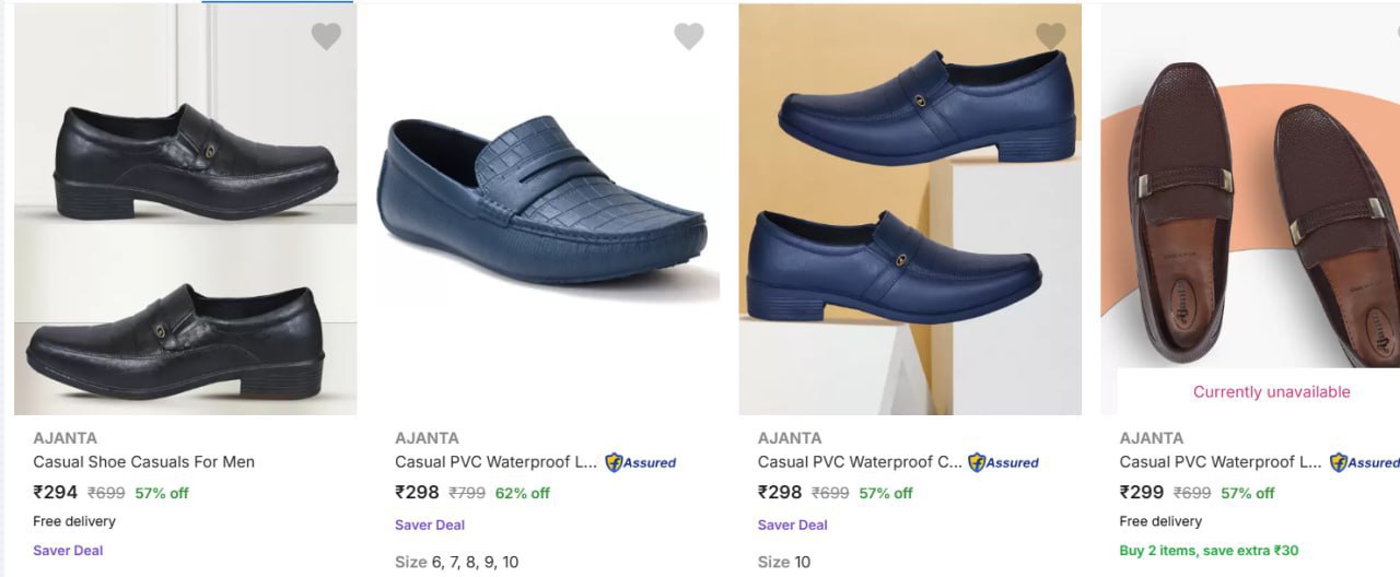 Ajanta Mens Casual Shoes Upto 62% Off