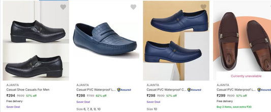 Ajanta Mens Casual Shoes Upto 62% Off