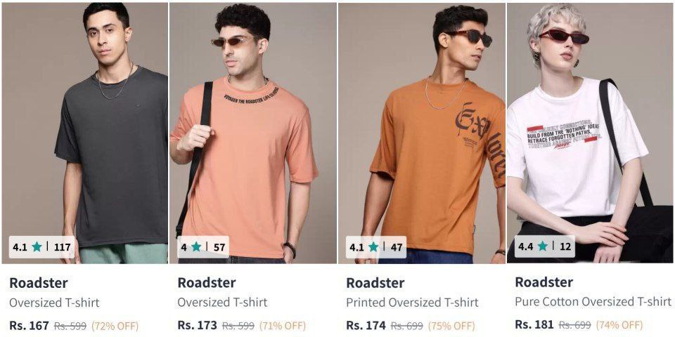 Branded Oversized T-Shirts From ₹167