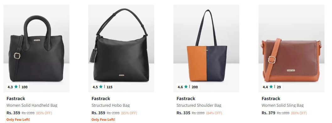 Myntra Loot : 80-85% Off On Fastrack Women's Handbags.