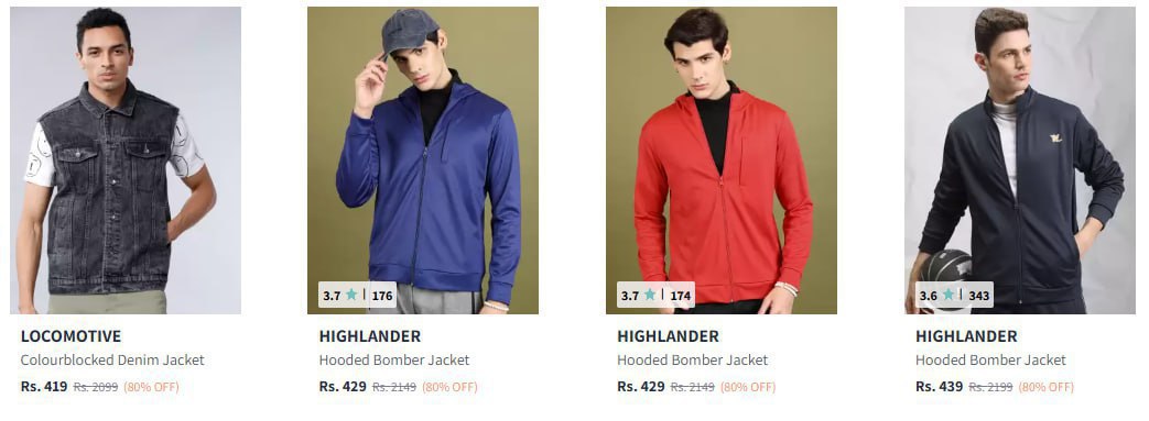 Min 80% Off On Men Jacket