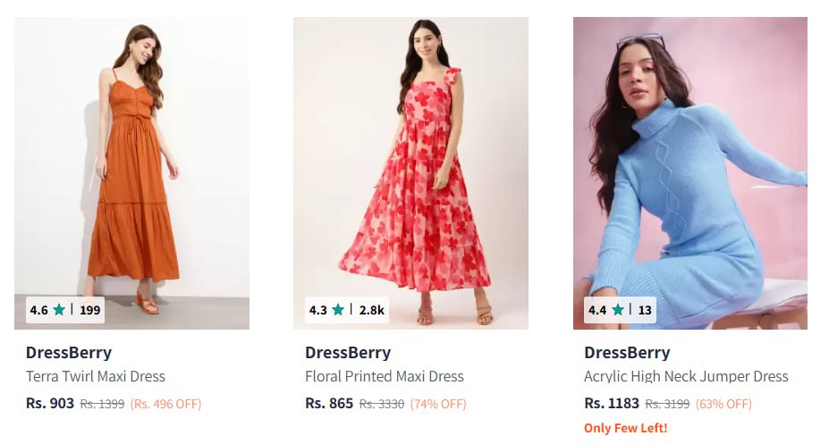 Dressberry Women Dresses Upto 86% Off