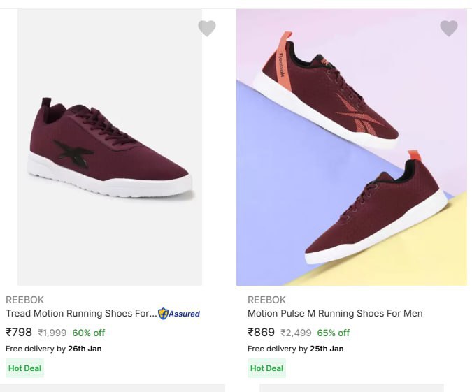 Reebok Men's Shoes Starts At Rs.798