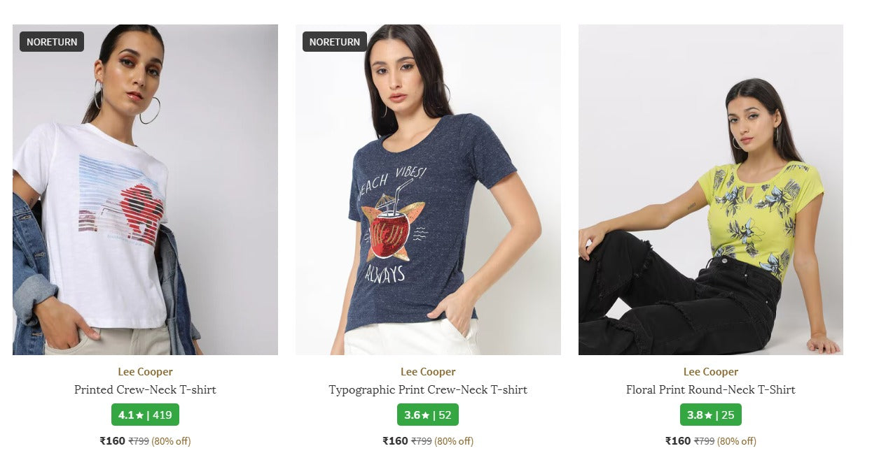 Women's T-Shirt 80% OFF Discount