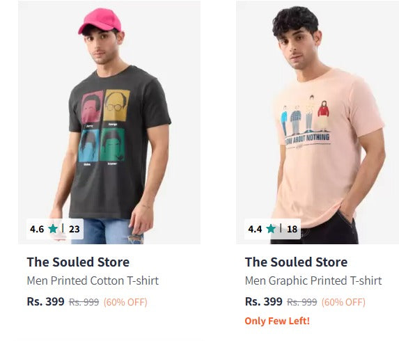 Min 50% off On The Souled Store Men’s Clothing.