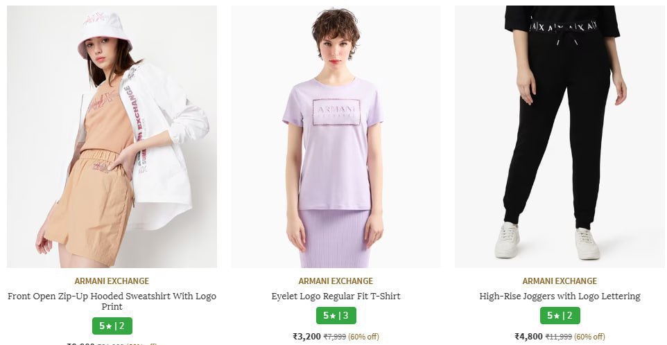 Ajio Loot : Flat 60% Off On Armani Exchange Clothing.