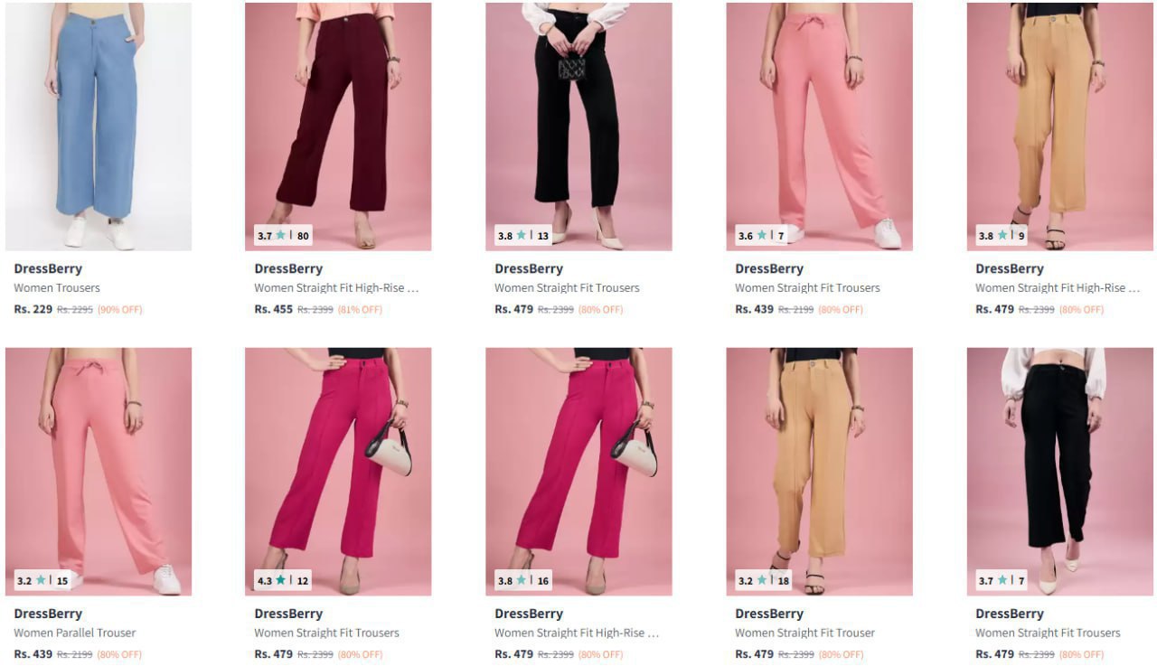 DressBerry Women Trousers Upto 91% Off