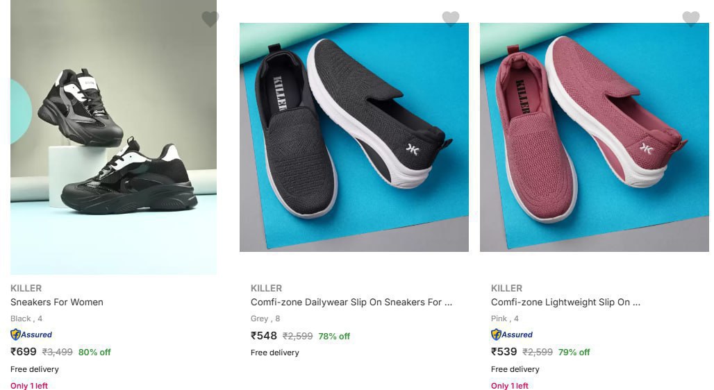 Killer Women Casual Shoes Upto 80% Off.