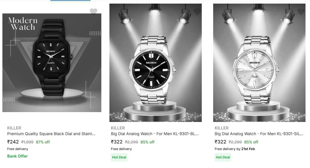 KILLER Wrist Watches Starts at Rs.242