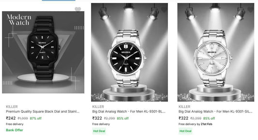 KILLER Wrist Watches Starts at Rs.242