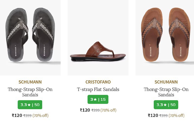 💥AJIO LOOT : Men's Footwear Starts @Rs.60