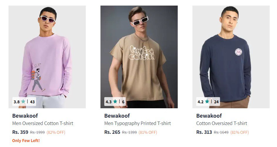 Myntra : Upto 82% Off On Bewakoof Clothing (15-11-24)