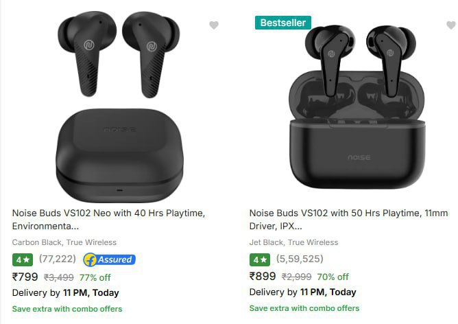 Noise Pop Buds with 50 Hrs Playtime Starts At Rs.799. (20-11-24)
