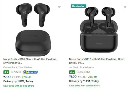 Noise Pop Buds with 50 Hrs Playtime Starts At Rs.799. (20-11-24)