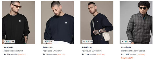 Roadster Jackets/Sweatshirts Min 70% Off (05-12-24)