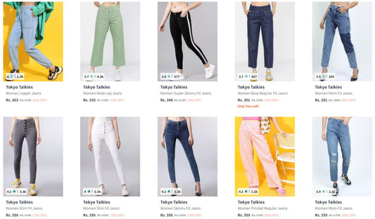 Tokyo Talkies Women's  Jeans From ₹303 (05-12-24)