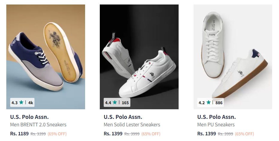US Polo Sneakers at 65% Off  (06-12-24)