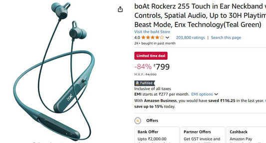 boAt Rockerz 255 Neckband @799. (06-12-24)