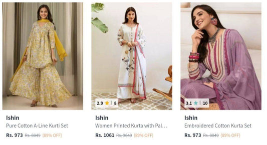 Upto 89% Off On Women's Kurta Set (07-12-24)