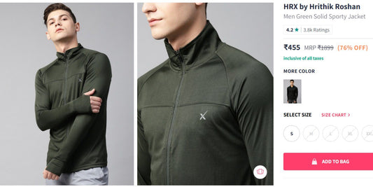 HRX by Hrithik Roshan: Men Green Solid Sporty Jacket 💥💥(07-12-24)