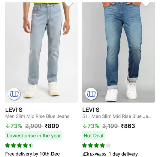 Levis Jeans Min 70% off (09-12-24)