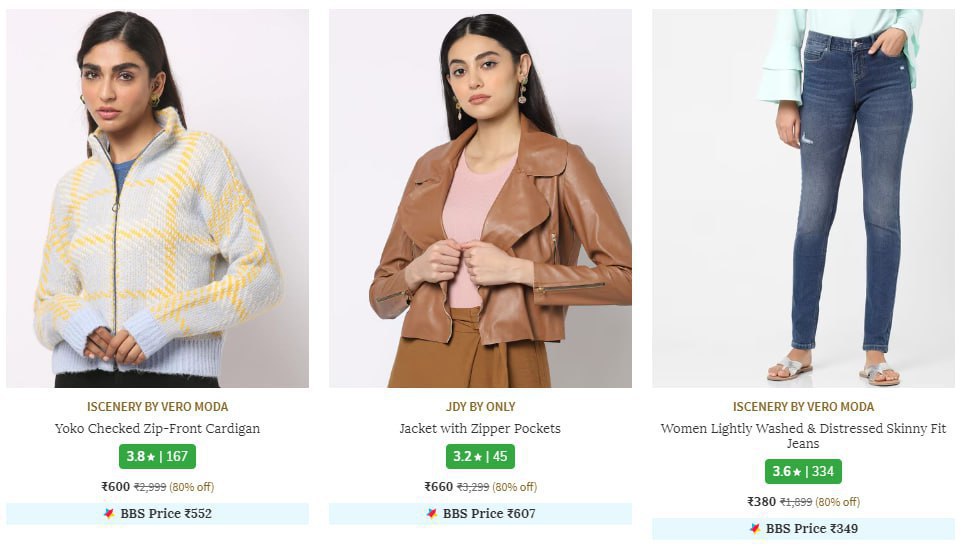 AJIO Loot : 80% Off On Vero Moda & ONLY Women Clothing (09-12-24)