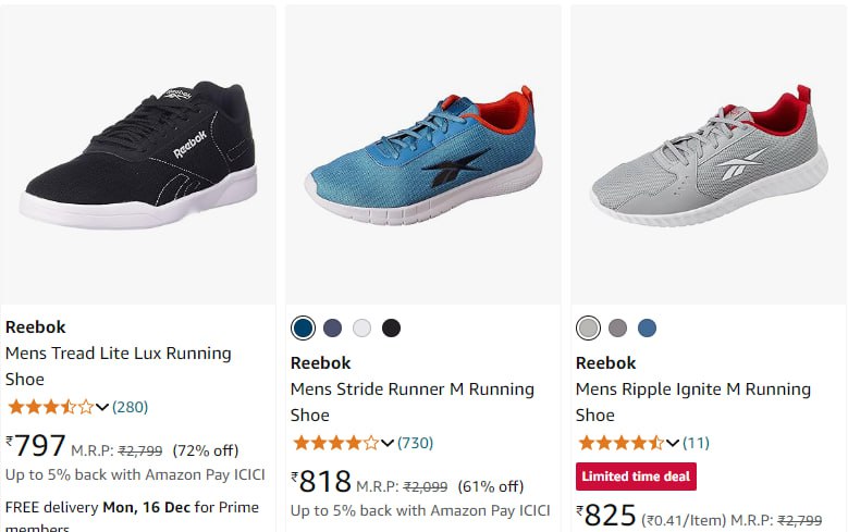 Reebok, Adidas & Puma Shoes Starts @797. (11-12-24)
