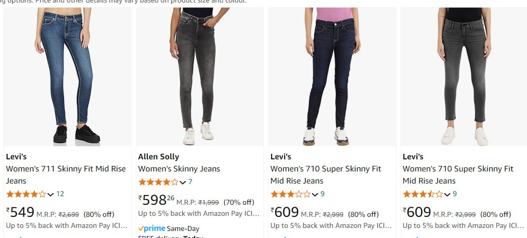 Levi's Women Jeans Starts @549. (13-12-24)
