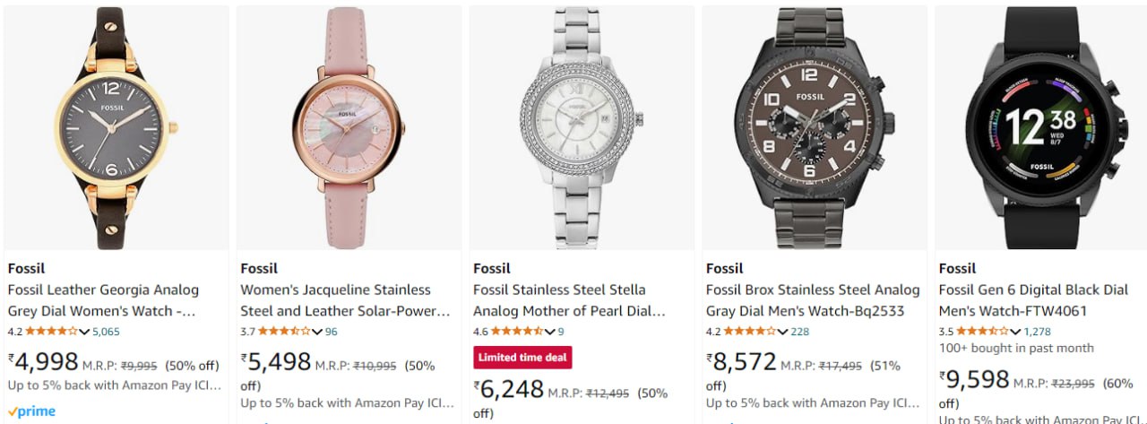 Upto 60% Off On Fossil Watches (14-12-24)