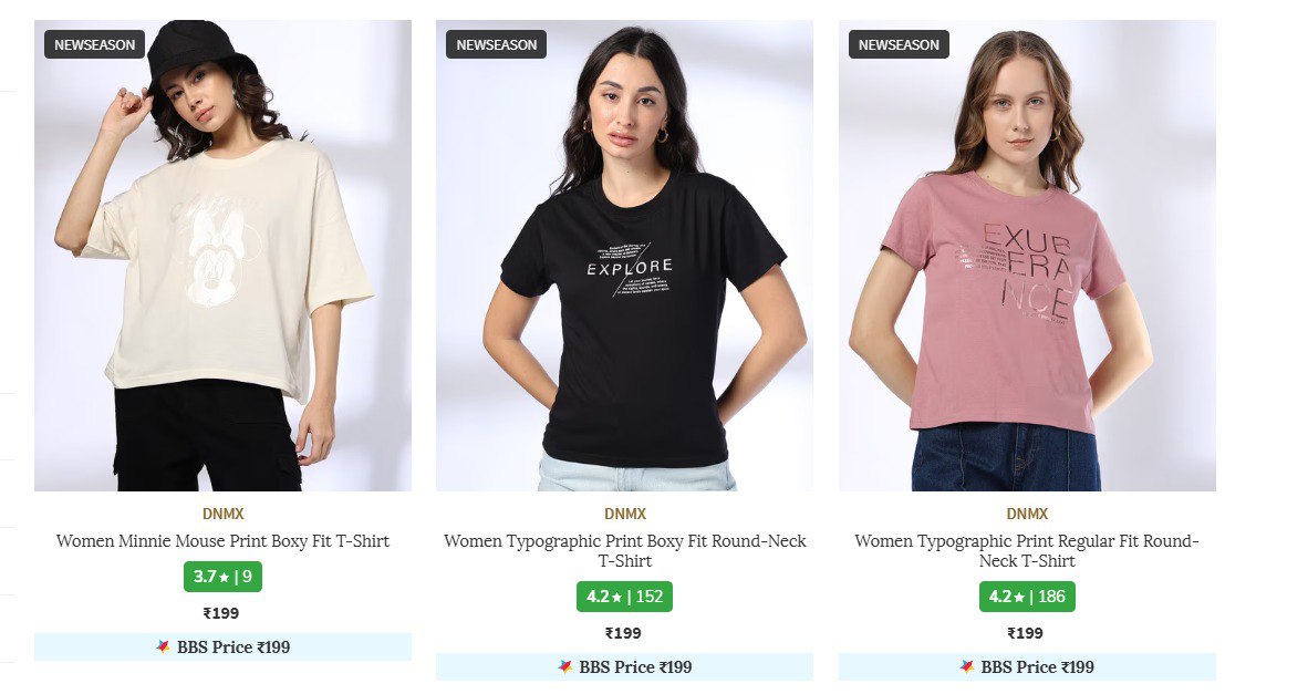 Womens Tops From ₹199. (17-12-24)