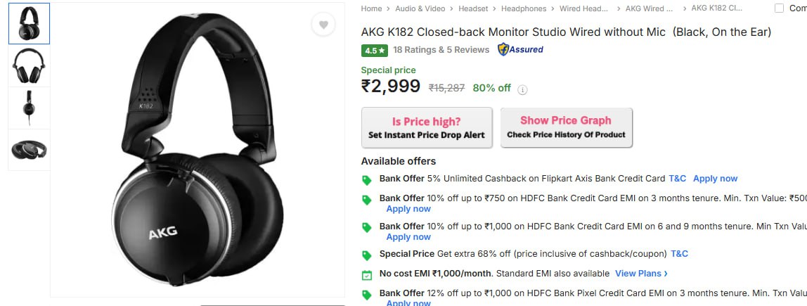 80% Off -AKG Closed-back Monitor Studio Wired At Rs.2,999 (17-12-24)