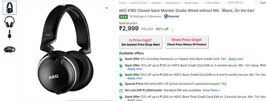 80% Off -AKG Closed-back Monitor Studio Wired At Rs.2,999 (17-12-24)