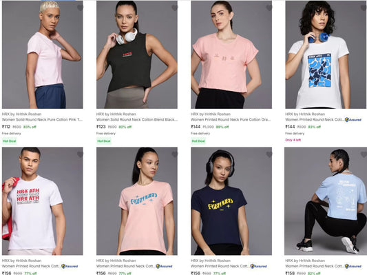 HRX Women T-shirts Starts at 112. (18-12-24)