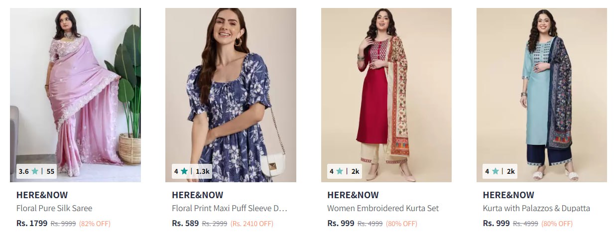 Upto 90% Off on HERE&NOW Women Clothing (18-12-24)