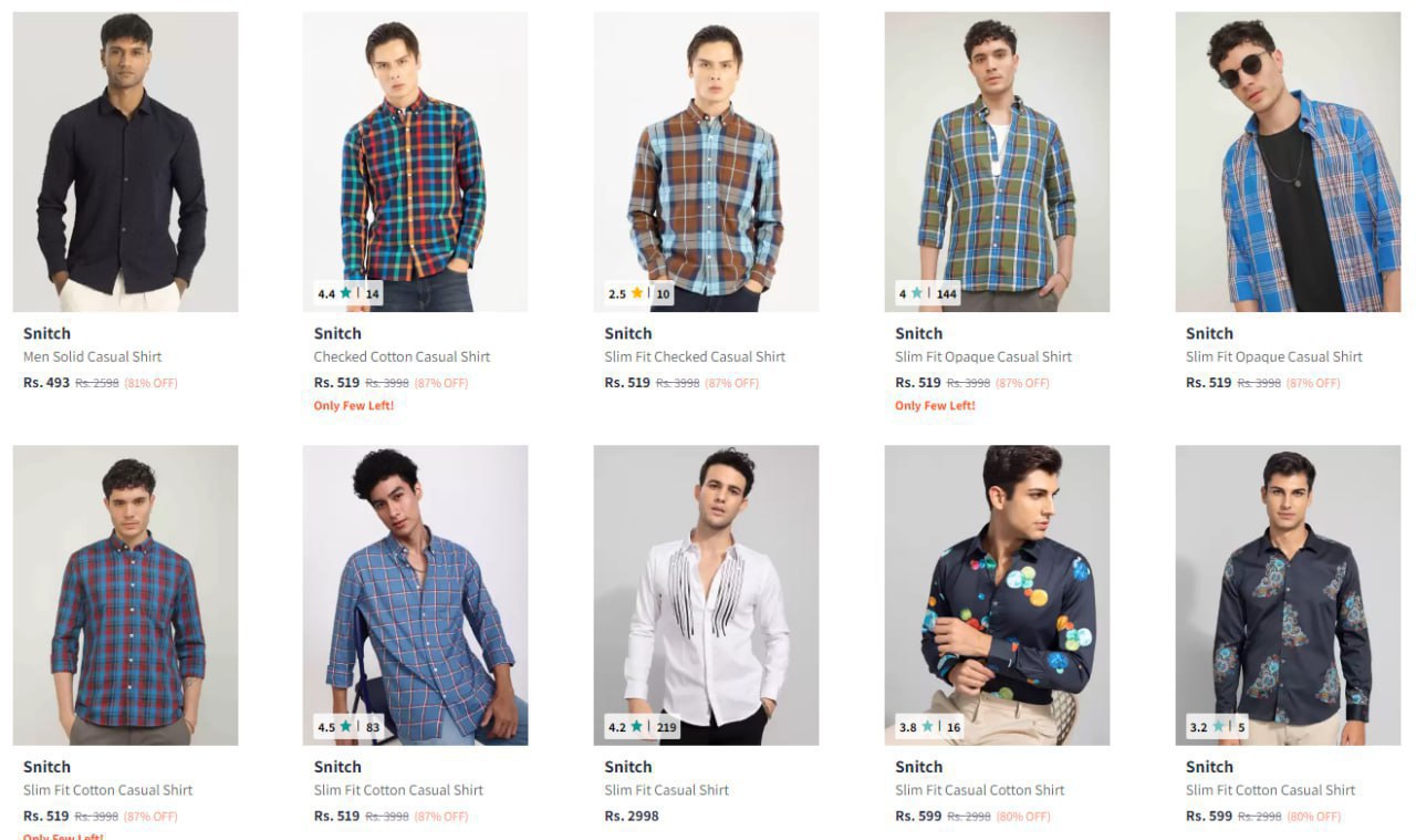 Min 80% Off On Snitch Men Shirts.(18-12-24)