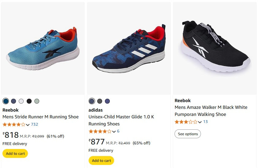 Reebok, Adidas & Puma Shoes Starts @797. (19-12-24)