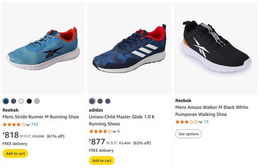 Reebok, Adidas & Puma Shoes Starts @797. (19-12-24)