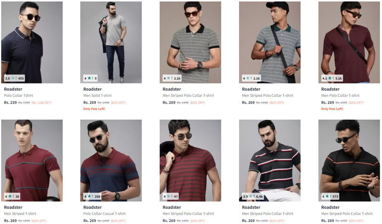 Up to 82% Off On Roadster Polo T-Shirts. (20-12-24)