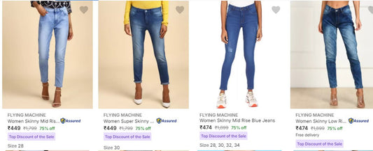 Flying Machine Women's Jeans upto 75% Off Start @449 (20-12-24)