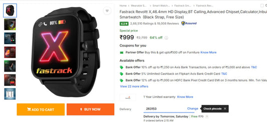 Fastrack BT Calling Smartwatch @999. (20-12-24)