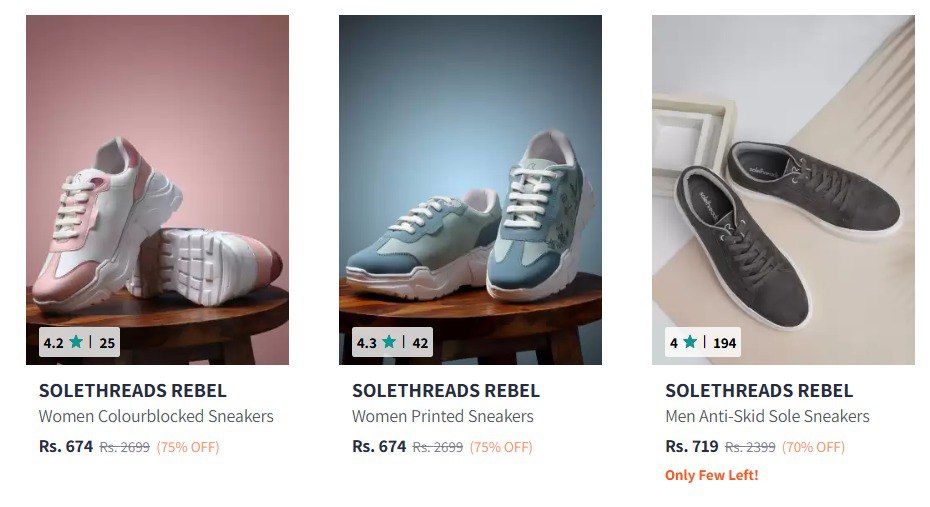 Myntra Loot - Sneakers From ₹674 (24-12-24)