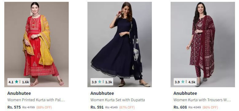 Upto 88% Off On Women's Kurta & Kurta Set  (24-12-24)