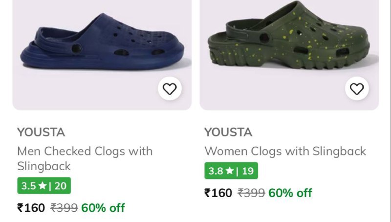 AJIO Loot : Men's Clogs Start @160. (30-12-24)