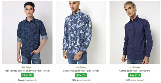 Lee Cooper Shirts Upto 80% Off.